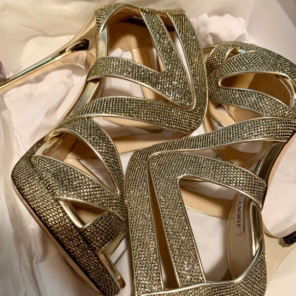 Jimmy Choo 247 Collar Lame Glitter Pumps Sandals - Picture 6 of 9